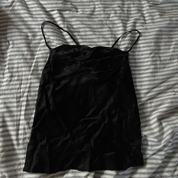 ZARA black satin camisole cami tank top cowl neck going out top - Picture 2 of 4